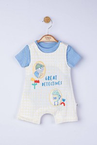 Set salopeta cu tricou Great detectives pentru bebelusi, Tongs baby - 3