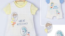 Set salopeta cu tricou Great detectives pentru bebelusi, Tongs baby