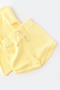 Set tricou cu pantaloni scurti - 100% bumbac organic - Galben, BabyCosy - 5