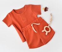 Set tricou cu pantaloni scurti - 100% bumbac organic - Scortisoara, BabyCosy - 1