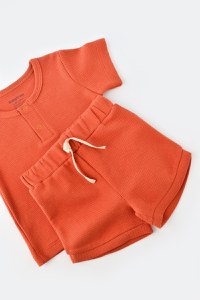 Set tricou cu pantaloni scurti - 100% bumbac organic - Scortisoara, BabyCosy - 2