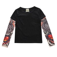 Tricou copii negru cu tatuaj Drool - 2