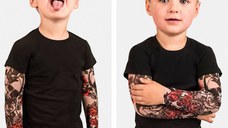 Tricou copii negru cu tatuaj Drool