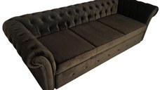 Canapea Extensibila Chesterfield, 250x100x75cm, 3 locuri, Velutto 06 Espresso, Glasspandoor