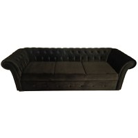 Canapea Extensibila Chesterfield, 250x100x75cm, 3 locuri, Velutto 06 Espresso, Glasspandoor - 4