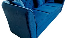 Canapea Extensibila Fabio, 260x80x85cm, 3 locuri, Velutto 25 Navy, Glasspandoor