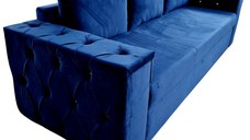 Canapea Extensibila Gloria, 245x85x85cm, 3 locuri, Velutto 11 Blue, Glasspandoor