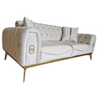 Canapea Extensibila Sahra, 190x95x75cm, 2 locuri, Baby Face V-01 Beige, Glasspandoor - 1