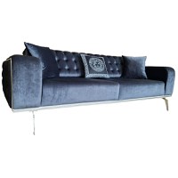 Canapea Extensibila Sahra, 230x95x80cm, 3 locuri, Luna V-23 Dark Grey, Glasspandoor - 1