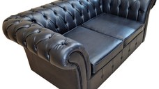 Canapea Fixa Chesterfield, 200x100x75cm, 2 locuri, Cayenne 1114 Black, Glasspandoor