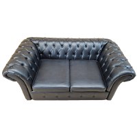 Canapea Fixa Chesterfield, 200x100x75cm, 2 locuri, Cayenne 1114 Black, Glasspandoor - 5