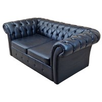 Canapea Fixa Chesterfield, 200x100x75cm, 2 locuri, Cayenne 1114 Black, Glasspandoor - 6