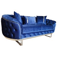 Canapea Fixa Manolya, 200x100x75cm, 2 locuri, Luna V-14 Blue, Glasspandoor - 1