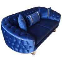 Canapea Fixa Manolya, 200x100x75cm, 2 locuri, Luna V-14 Blue, Glasspandoor - 7