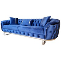 Canapea Fixa Manolya, 250x100x75cm, 3 locuri, Luna V-14 Blue, Glasspandoor - 3