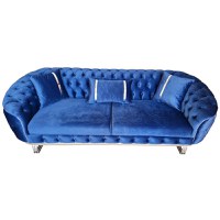 Canapea Fixa Manolya, 250x100x75cm, 3 locuri, Luna V-14 Blue, Glasspandoor - 4