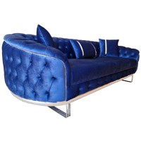 Canapea Fixa Manolya, 250x100x75cm, 3 locuri, Luna V-14 Blue, Glasspandoor - 7