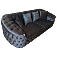 Canapea Fixa Okyanus, 210x100x75cm, 2 locuri, Luna V-20 Black, Glasspandoor - 1