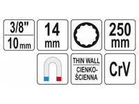 Cheie magnetică YATO extra lungă 3/8&quot; 14 mm / 250 mm CrV - 5