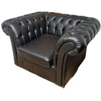 Fotoliu Chesterfield, 100x100x75cm, Cayenne 1114 Black, Glasspandoor - 2