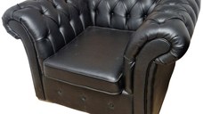 Fotoliu Chesterfield, 100x100x75cm, Cayenne 1114 Black, Glasspandoor