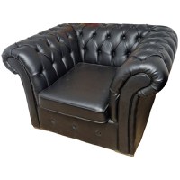 Fotoliu Chesterfield, 100x100x75cm, Cayenne 1114 Black, Glasspandoor - 1