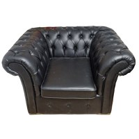 Fotoliu Chesterfield, 100x100x75cm, Cayenne 1114 Black, Glasspandoor - 3