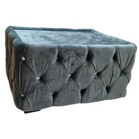 Masuta Chesterfield, 80x60x30cm, Luna V-19 Antracith, Glasspandoor - 1