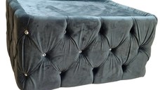 Masuta Chesterfield, 80x60x30cm, Luna V-19 Antracith, Glasspandoor