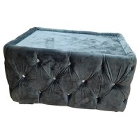 Masuta Chesterfield, 80x60x30cm, Luna V-19 Antracith, Glasspandoor - 2