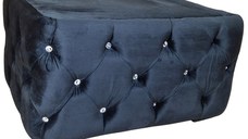 Masuta Chesterfield, 80x60x30cm, Velutto 20 Black, Glasspandoor