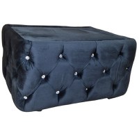 Masuta Chesterfield, 80x60x30cm, Velutto 20 Black, Glasspandoor - 1