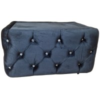 Masuta Chesterfield, 80x60x30cm, Velutto 20 Black, Glasspandoor - 2