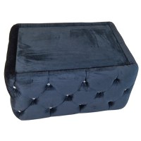 Masuta Chesterfield, 80x60x30cm, Velutto 20 Black, Glasspandoor - 3