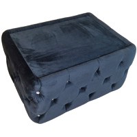 Masuta Chesterfield, 80x60x30cm, Velutto 20 Black, Glasspandoor - 4