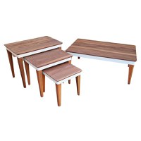 Set 4 masute Naturen, Brown Wood, Glasspandoor - 1