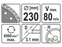 YATO Disc de tăiere diamantat 230 x 3,1 x 8,0 x 22,2 mm turbo - 3