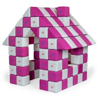 Blocuri JOY Magnetice de construit, JollyHeap, 150 cuburi, Alb Fildes-Roz - 1