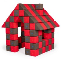 Blocuri JOY Magnetice de construit, JollyHeap, 150 cuburi, Rosu-Maro - 1