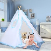 Cort de joaca pentru copii, cort teepee, stil indian, Empria, 110x110x110 cm, Diverse culori - 1