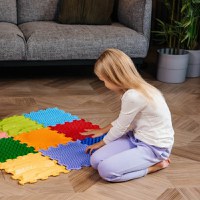 Covoras ortopedic, senzorial, set puzzle, 9 piese cu diferite texturi, Stimulative Rainbow - 1