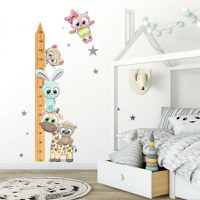 Metru pentru copii 150 cm cu animale CUTE 2, Lemn - 1