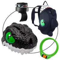 PACHET: Casca Bicicleta Copii si Accesorii, Crazy Dragon Negru - 1