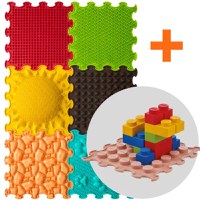 PACHET: Set 16 piese Blocuri de constructie 3D + Set 6 Covorase ortopedice si senzoriale, puzzle - 1