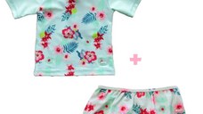 PACHET: SLIP + TRICOU, Floral Mint, Marimea 0