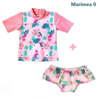 PACHET: SLIP + TRICOU, Floral Pink, Marimea 0 - 1