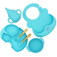 Set diversificare bebelusi Elefant, 6 piese, set hranire silicon fara BPA, Empria, Premium, Diverse culori - 1