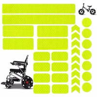 Set stickere reflectorizante, 42 bucati, fosforescente, siguranta pentru copii si adulti pe bicicleta, trotineta, carucioare, role - 1