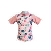 Tricou Copii Maneca Scurta, Anti-Iritatii, Protectie Soare UPF50+, Floral Pink, Marimea 1 - 1