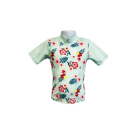 Tricou Protectie UV Copii, Protectie Solara UPF50+, Mint Floral, Marimea 0 - 1